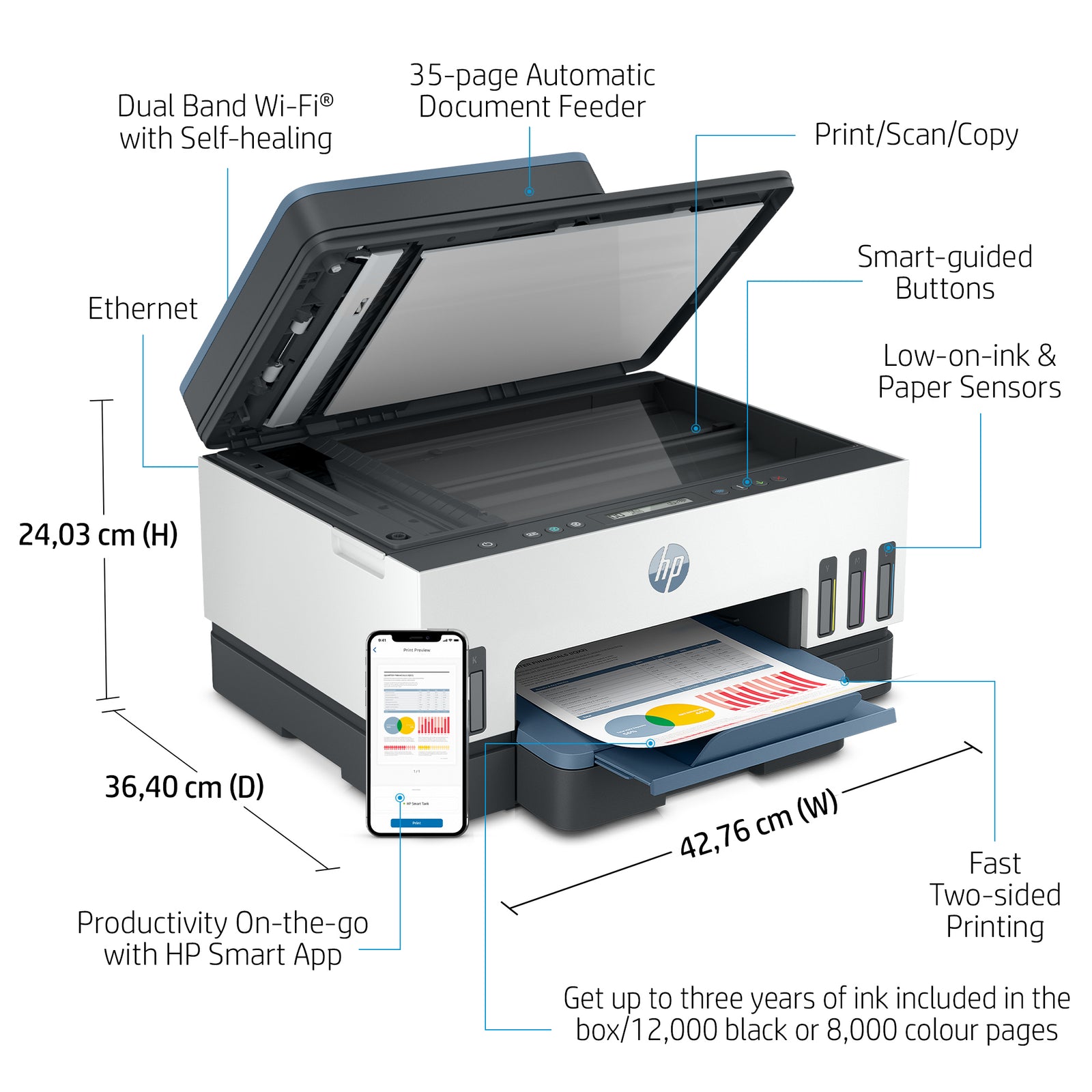 HP Smart Tank 7306 All-in-One Printer met 3 jaar inkt