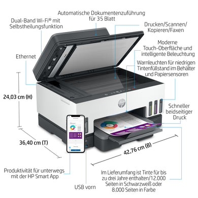 HP Smart Tank 7605 All-in-One Printer - Draadloos, Dubbelzijdig, Kleur