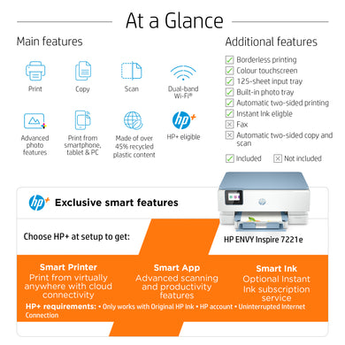 HP ENVY Inspire 7221e All-in-One Printer - Draadloos, Dubbelzijdig