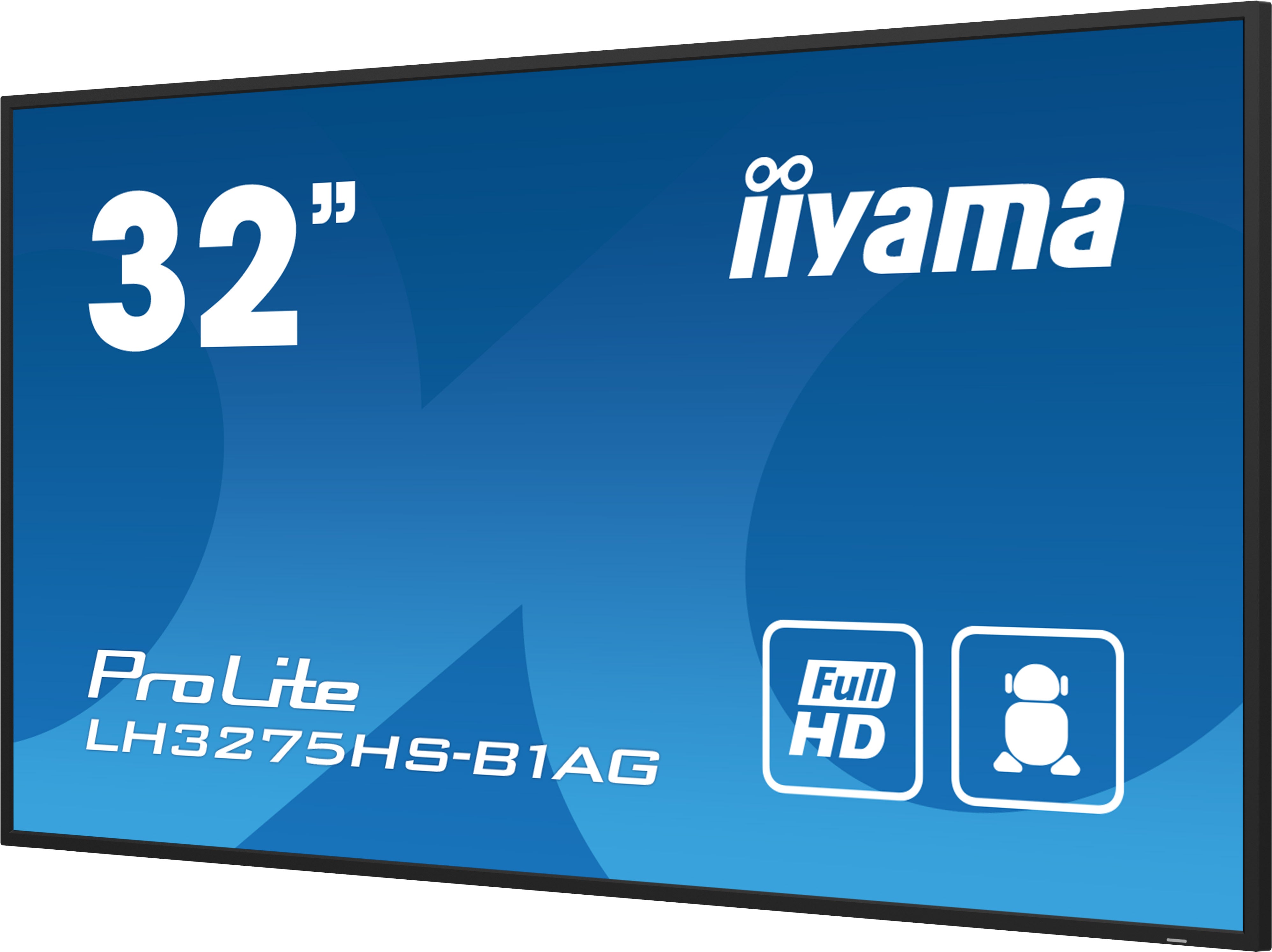 iiyama LH3275HS-B1AG beeldkrant Digitale signage flatscreen 80 cm (31.5") LCD Wifi 500 cd/m² Full HD Zwart Type processor Android 11 24/7 LH3275HS-B1AG
