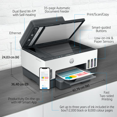 HP Smart Tank 7305 All-in-One Printer met draadloze connectiviteit