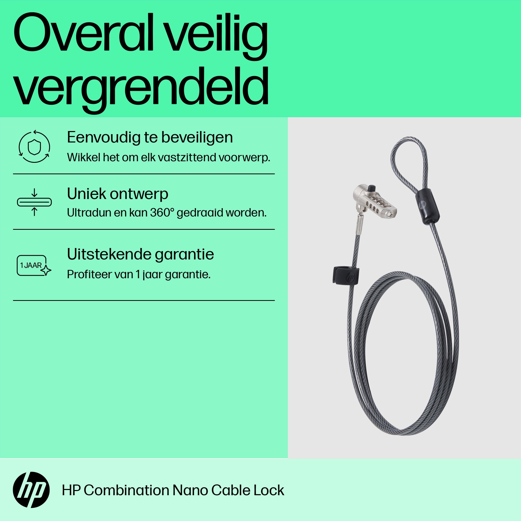 HP Câble de verrouillage avec combinaison Nano 63B28AA