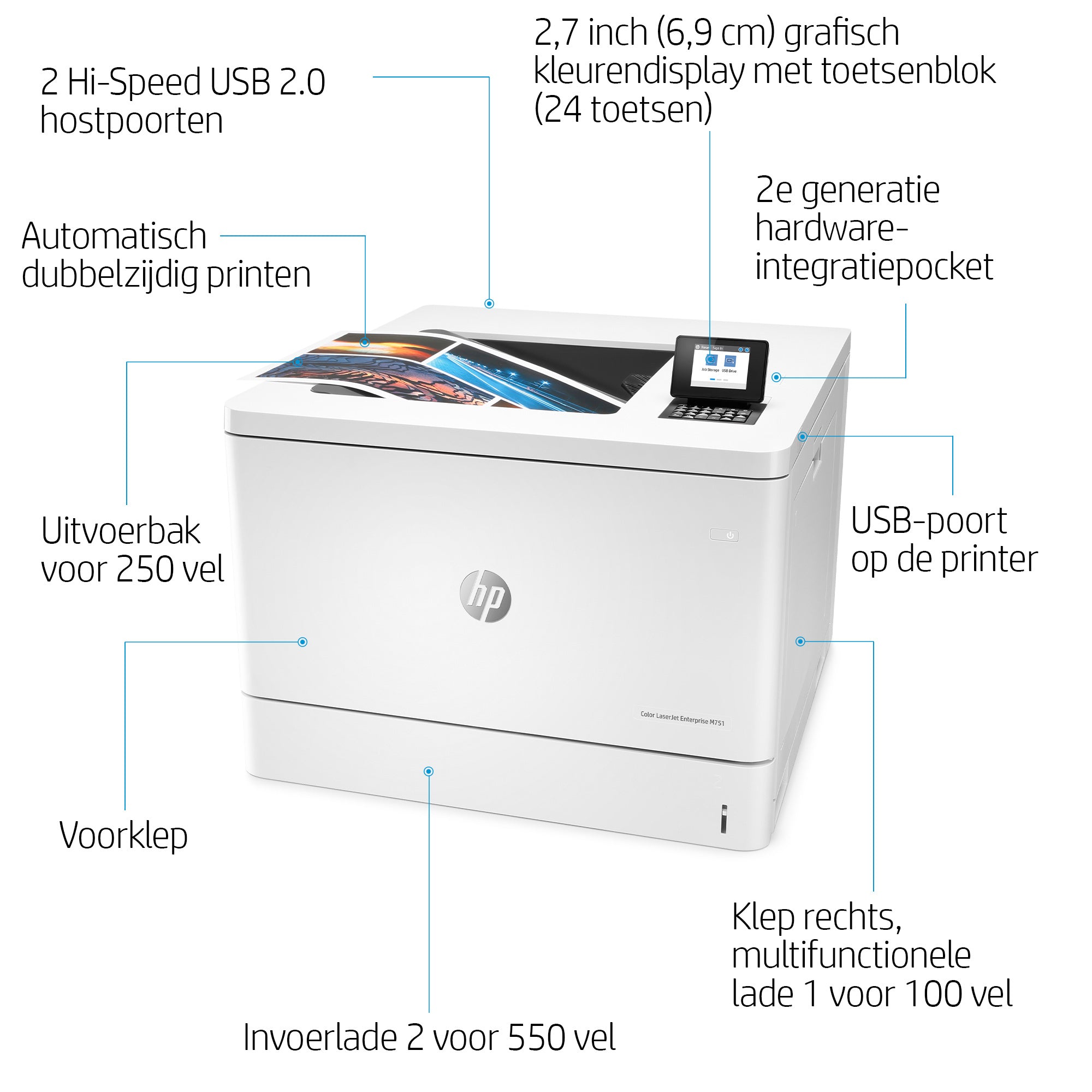 HP Color LaserJet Enterprise LaserJet Enterprise M751dn Kleur Printer, Alleen Ethernet; Dubbelzijdig T3U44A#B19