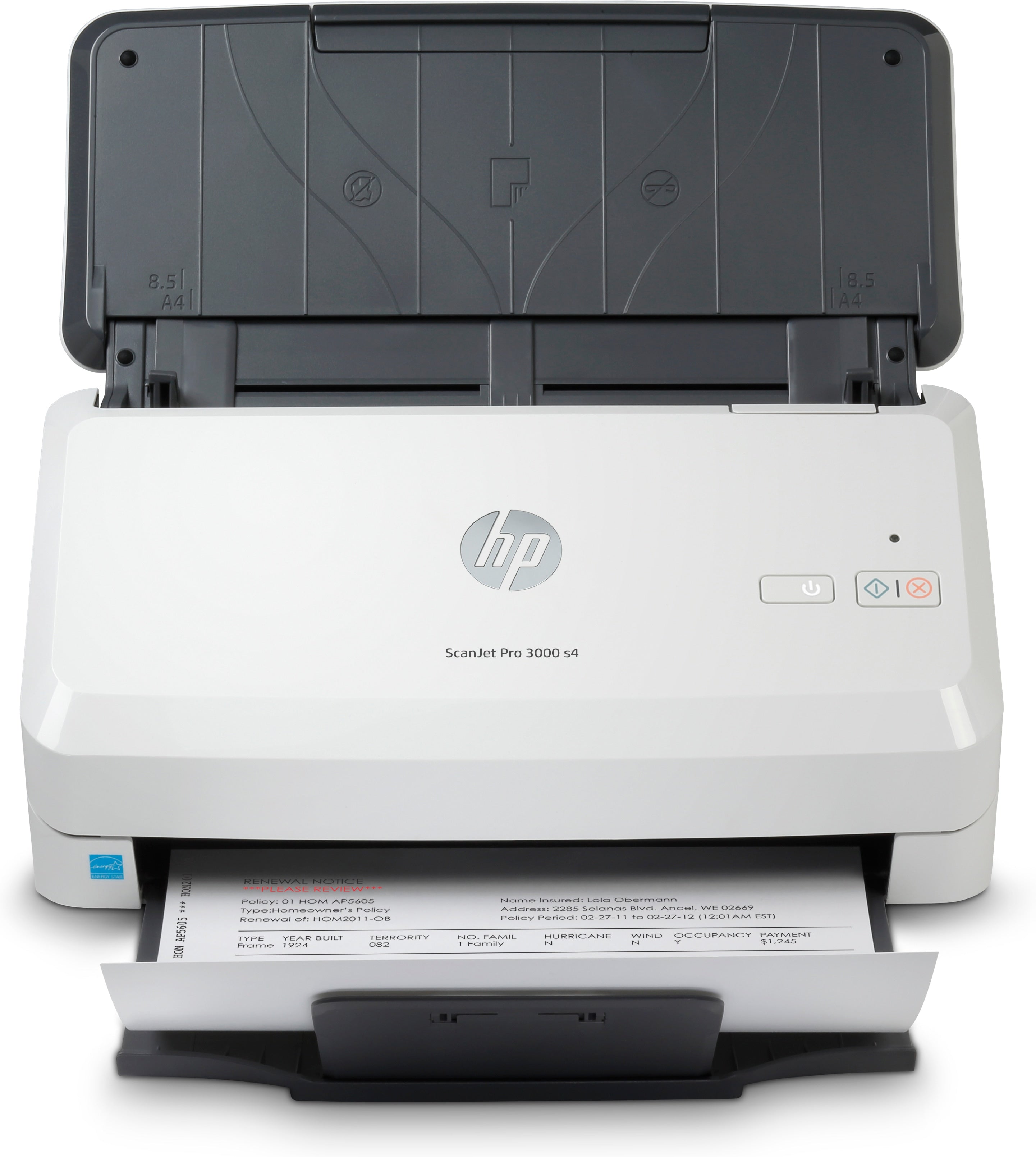 HP Scanjet Pro 3000 s4 Alimentation papier de scanner 600 x 600 DPI A4 Noir, Blanc 6FW07A#B19