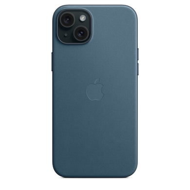 Apple FineWoven Hoes met MagSafe voor iPhone 15 Plus Pacific Blue