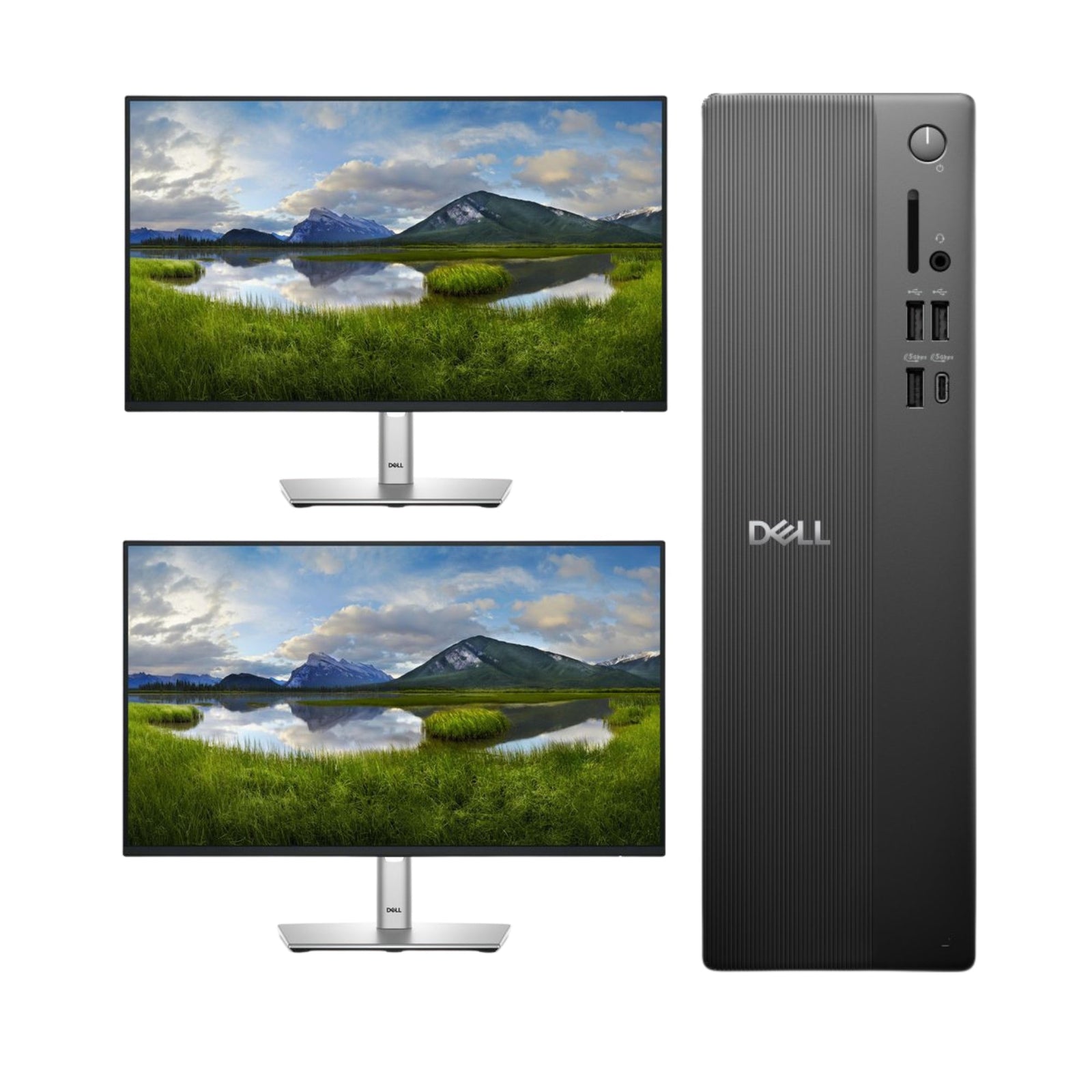 DELL Slim ECS1250 met Dual DELL 24" Monitor Bundel - Compridis