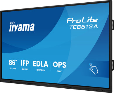 IIYAMA ProLite TE8613A-B2AG 85,6″ 4K UHD Touchscreen Display – WiFi-6E, Android (zwart)