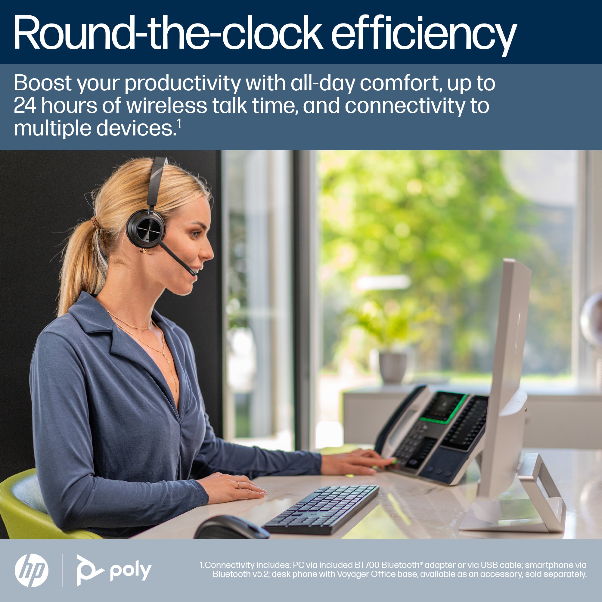 HP Poly Voyager 4310-M Microsoft Teams Certified USB-C Headset + BT700 dongle + oplaadstatief 77Y97AA