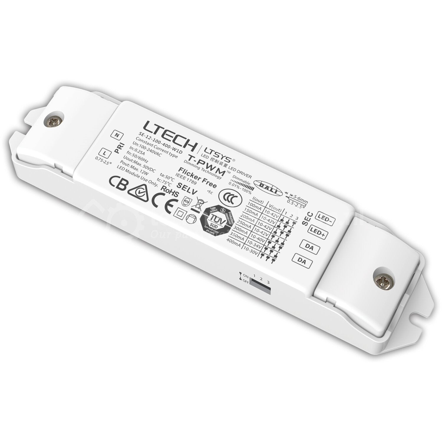 LTech LED-driver Dali 100-400MA 12W SE-12-100-400-W1D 10404413