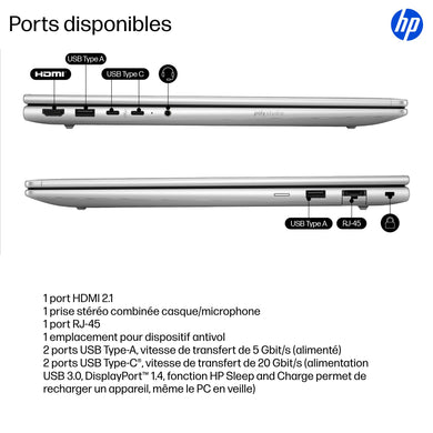 HP ProBook 4 G1iR 16" Intel Core 5-120U 16GB 512GB SSD AZERTY B39VLAT#ABF