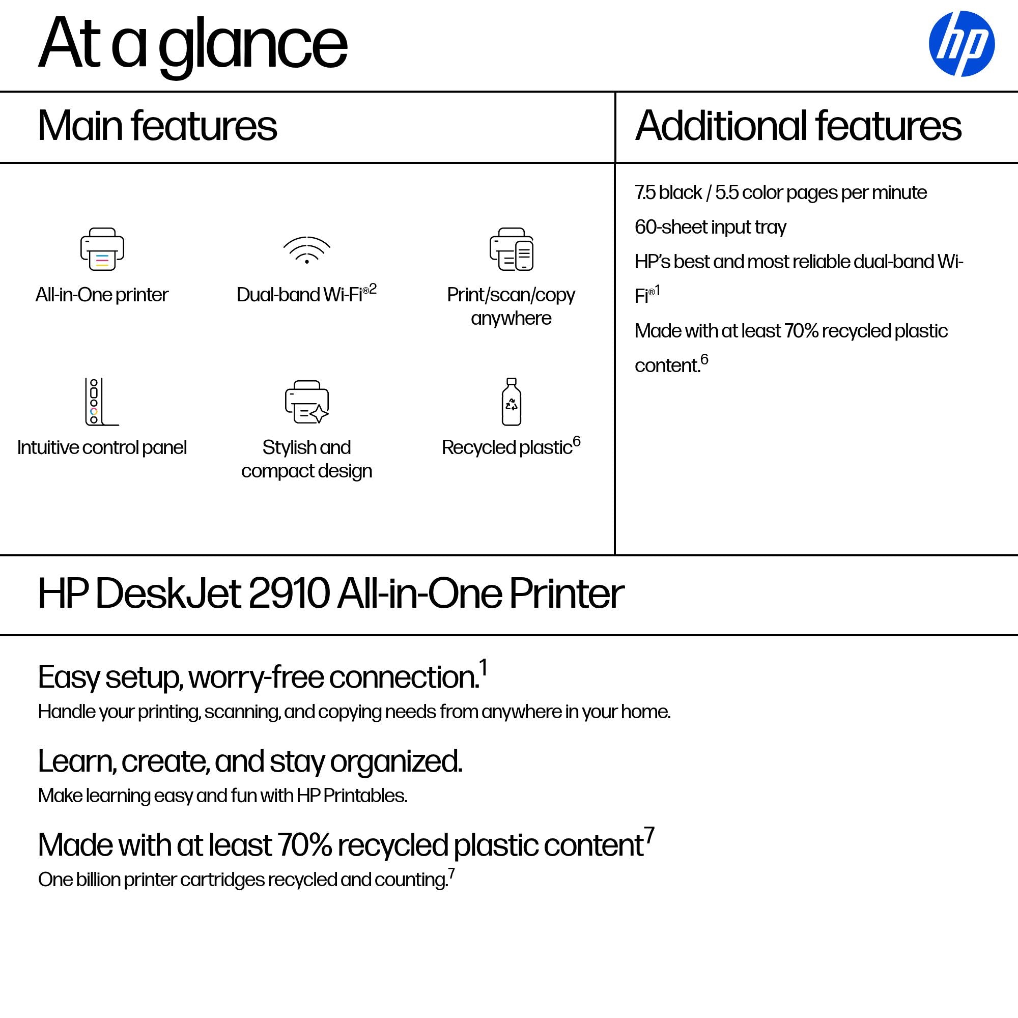 HP DeskJet 2910 All-in-One Printer 89F98B - Print, kopieer, scan