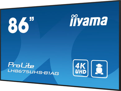 iiyama LH8675UHS - B1AG beeldkrant Digitale signage flatscreen 2,17 m (85.6") LCD Wifi 500 cd/m² 4K Ultra HD Zwart Type processor Android 11 24/7 LH8675UHS - B1AG - Compridis