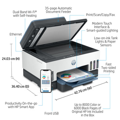 HP Smart Tank 7606 All-in-One Printer met touchscreen en draadloze connectiviteit
