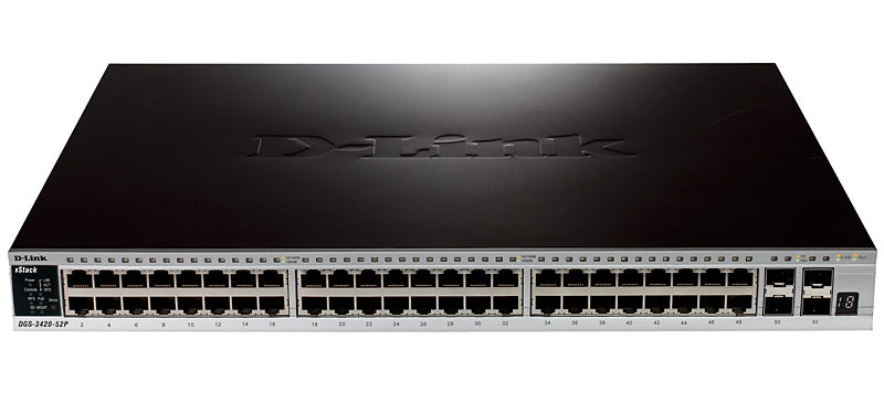 D-Link DGS-3420-52P netwerk-switch Managed L2 Power over Ethernet (PoE) Zwart DGS-3420-52P