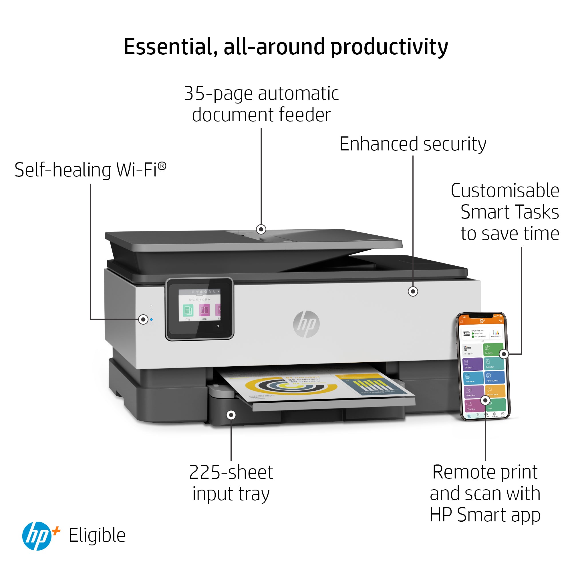 HP OfficeJet Pro 8024e Draadloos All-in-One Kleur Printer, Instant Ink; Dubbelzijdig printen 229W8B#629