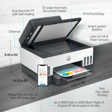 HP Smart Tank 7308 All-in-One Printer - Draadloos, Dubbelzijdig, 15 ppm