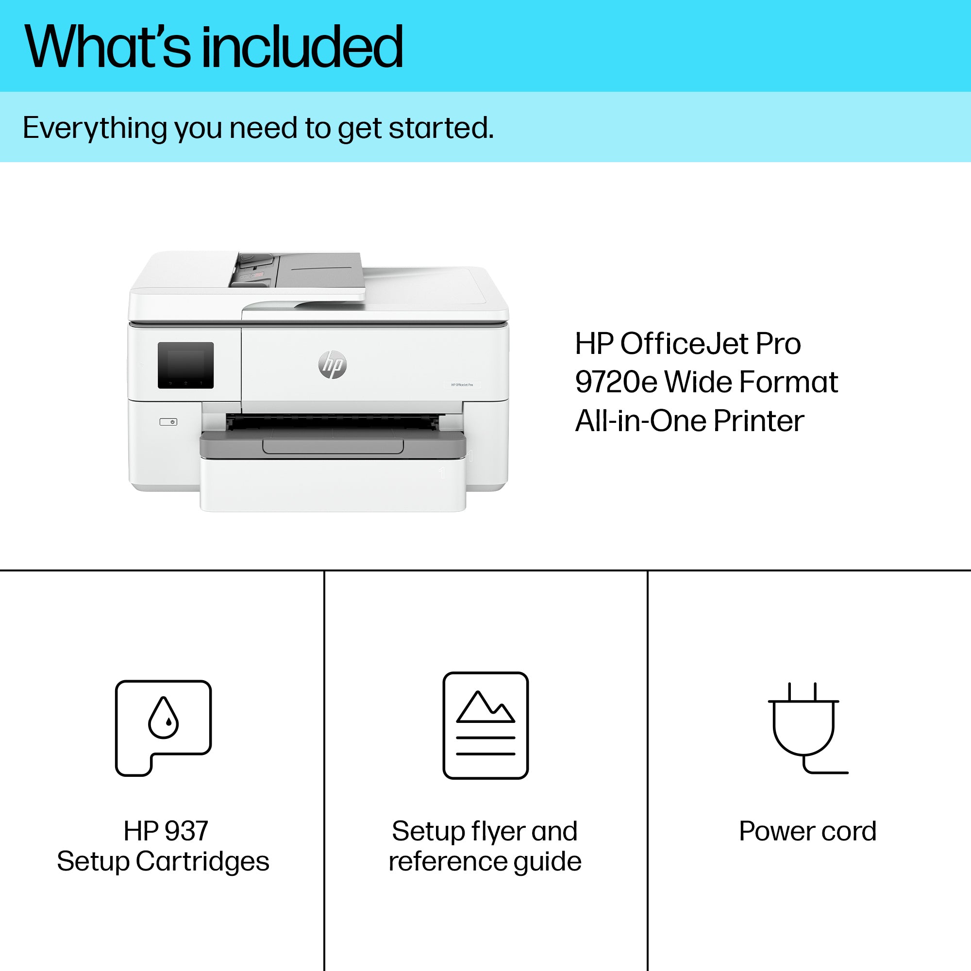 HP OfficeJet Pro 9720e Wireless All-in-One Color Printer, Two-sided printing; Copier, Scanner 53N95B#629