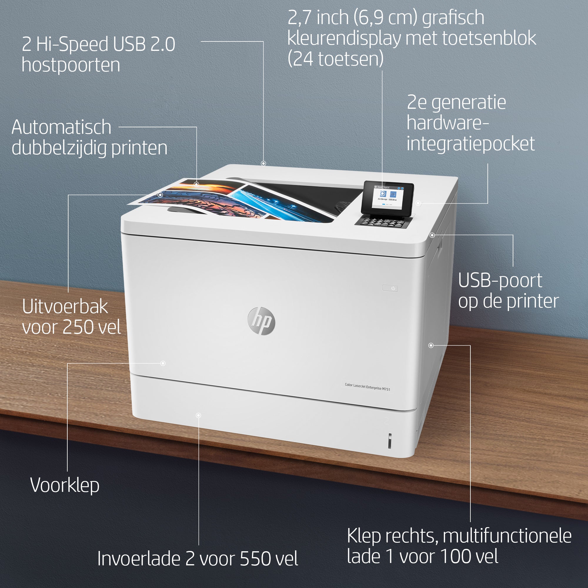 HP Color LaserJet Enterprise LaserJet Enterprise M751dn Kleur Printer, Alleen Ethernet; Dubbelzijdig T3U44A#B19