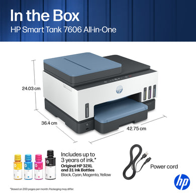 HP Smart Tank 7606 All-in-One Printer met touchscreen en draadloze connectiviteit