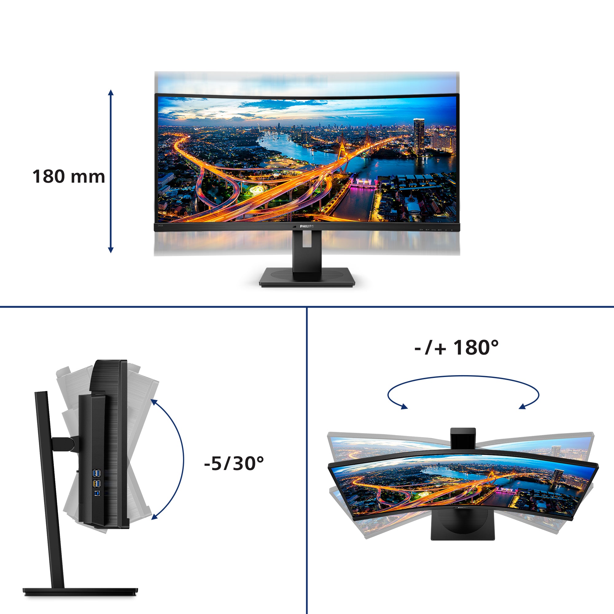 Business Monitor 345B1C Curved UltraWide LCD-scherm