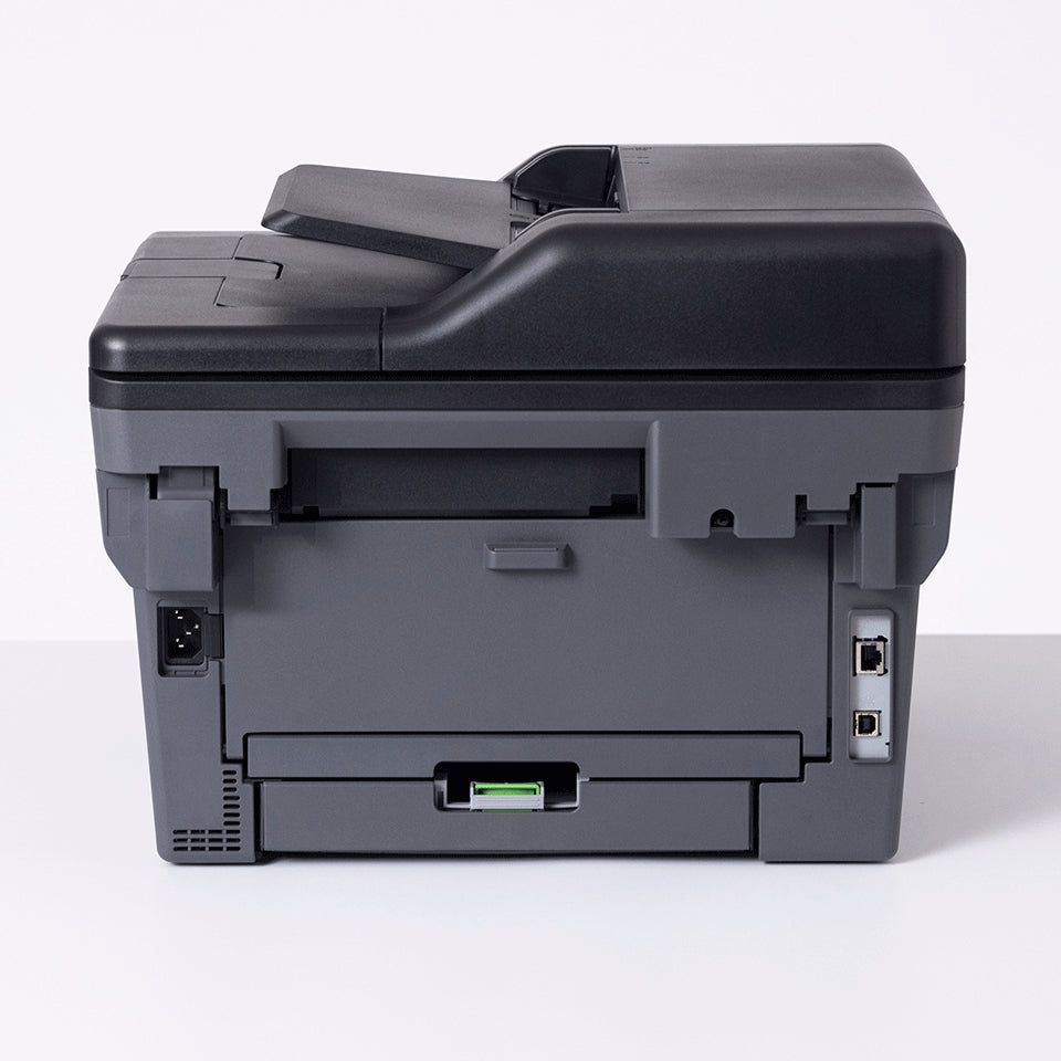 Compacte A4 all-in-one zwart-witlaserprinter met dubbelzijdig printen en draadloze netwerkverbinding voor het snel en veilig afdrukken van documenten tot 34 pagina’s per minuut.