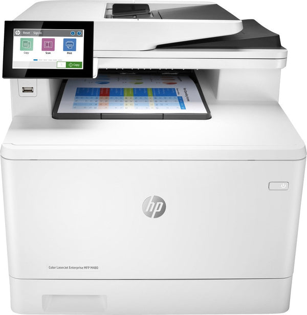 HP Color LaserJet Enterprise MFP M480f, couleur, imprimante professionnelle, impression, copie, numérisation, télécopie, format compact ; Sécurité optimale ; Impression recto verso ; Chargeur automatique de documents de 50 feuilles ; A faible consommation