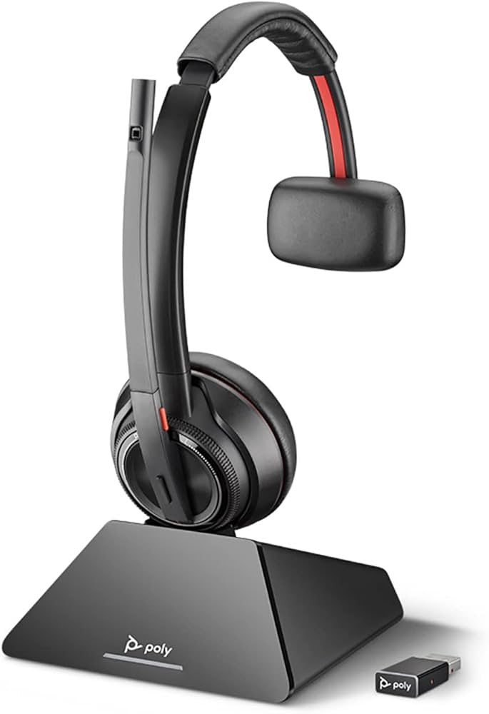 Poly Savi 8210 UC Headset Wireless Head-band Office/Call center Charging stand Black 209813-02