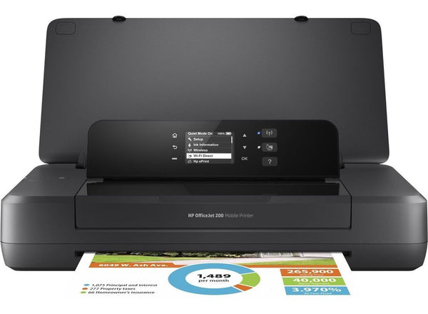 HP Officejet 200 Mobildrucker, Farbe, kleiner Bürodrucker, Drucken, Drucken über den vorderen USB-Anschluss