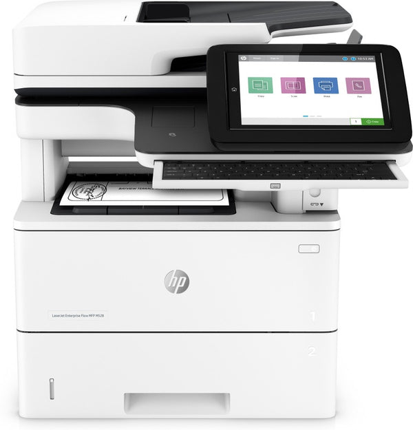 HP LaserJet Enterprise Flow MFP M528z, Noir et blanc, Imprimante pour l'impression, la copie, la numérisation, la télécopie, Impression via le port USB avant ; Numériser vers un courrier électronique ; Impression recto verso ; Numérisation recto verso