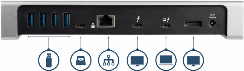 StarTech.com Thunderbolt 3 Dock - Dual Monitor 4K 60Hz TB3 Laptop Docking Station met DisplayPort - 85W Power Delivery Charging - 6-Port USB 3.0 Hub, SD 4.0, GbE, Audio - Windows & Mac