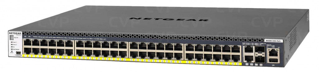 NETGEAR ProSAFE Managed Switch - GSM4352PA - Stackable platform met 48 PoE+ poorten + 2 x SFP+ en 2 x 10GBASE-T poorten (550W PSU) GSM4352PA-100NES