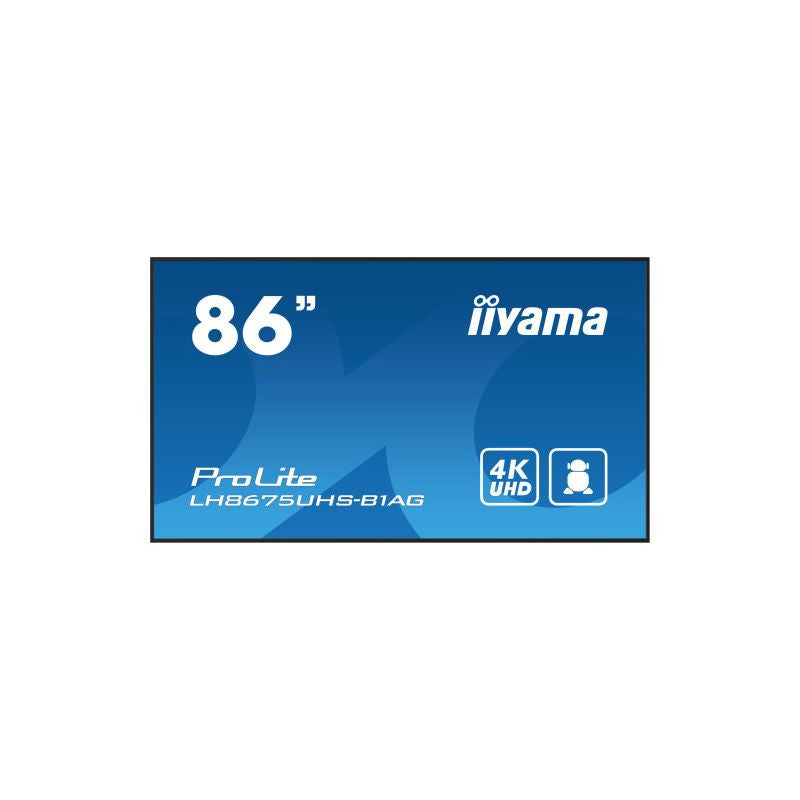 iiyama LH8675UHS-B1AG beeldkrant Digitale signage flatscreen 2,17 m (85.6") LCD Wifi 500 cd/m² 4K Ultra HD Zwart Type processor Android 11 24/7 LH8675UHS-B1AG