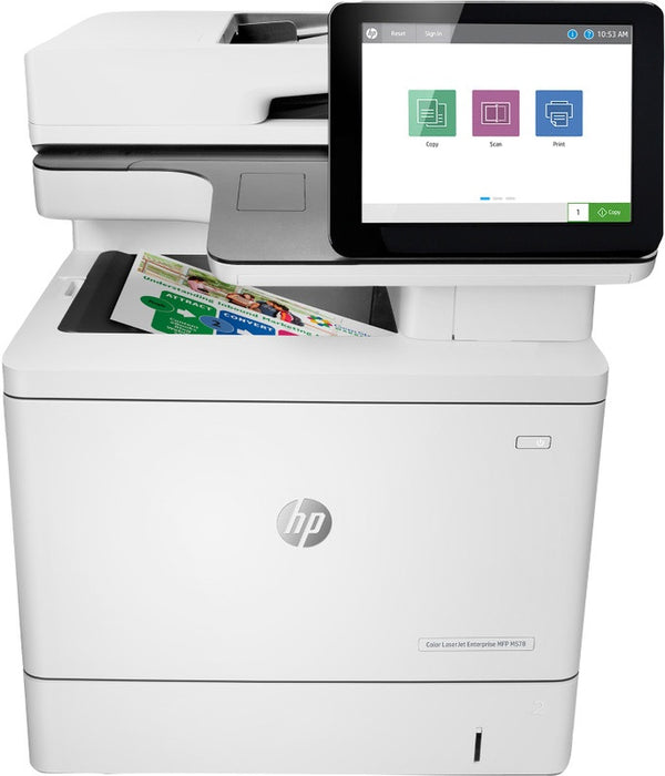 HP Color LaserJet Enterprise MFP M578dn, Afdrukken, kopiëren, scannen, faxen (optie), Dubbelzijdig printen; Automatische invoer voor 100 vellen; Energiezuinig