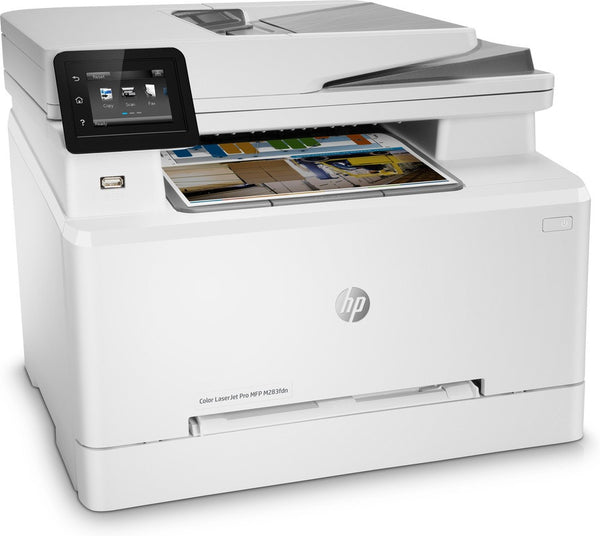 HP Color LaserJet Pro MFP M283fdn, Farbdrucker zum Drucken, Kopieren, Scannen, Faxen, Drucken über den vorderen USB-Anschluss; Scannen an E-Mail; Beidseitiger Druck; 50-Blatt-ADF ohne Wellung