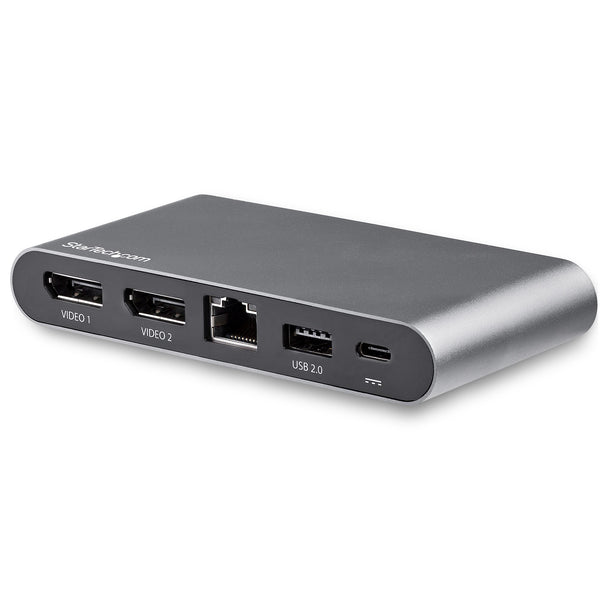 StarTech.com USB-C-Dock – 4K-Dual-Monitor-DisplayPort – Mini-Laptop-Dockingstation – 100 W Power Delivery Passthrough – GbE, 2-Port-USB-A-Hub – USB-Typ-C-Multiport-Adapter – 1 m Kabel