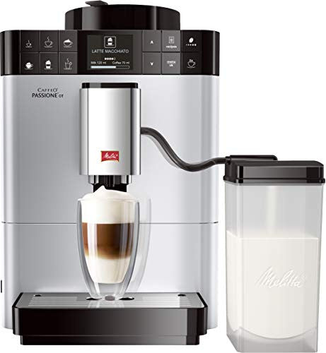 Melitta Passione ot Bean to Cup Kaffeemaschine, One-Touch-Funktion, Milchbehälter, inklusive Silber F53/1-101 