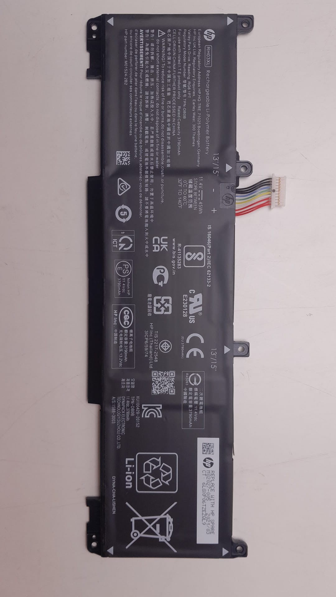HP Gebuine HP Batterie pour ProBook 450 G8 RH03XL HSTNN-IB9P accu 11.4 V 3850 mAh M02027-005